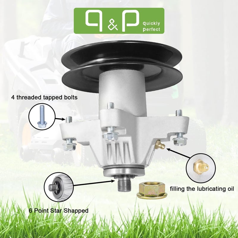 QP q&p 918-04125C Spindle Assembly Replace 112-0370 918-04126 11962 82-403 285-867 285-312 Fit Mower Deck i1050 with 4 BoIt Height 6 3/8"" - Image 3